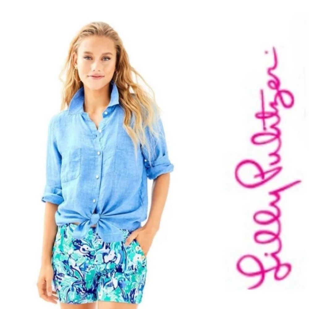 Lilly Pulitzer Sz 0 MARINA Bold Print Elephant Appeal Knit Shorts